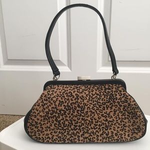 Black & Leopard Leather Frame Bag